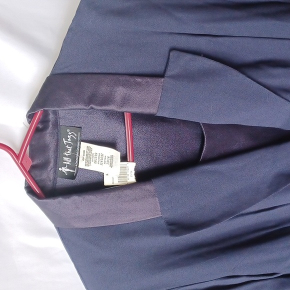 All That Jazz vintage Pants Suit Wm 13/14  Navy w/black satin collar NWT - Picture 2 of 10